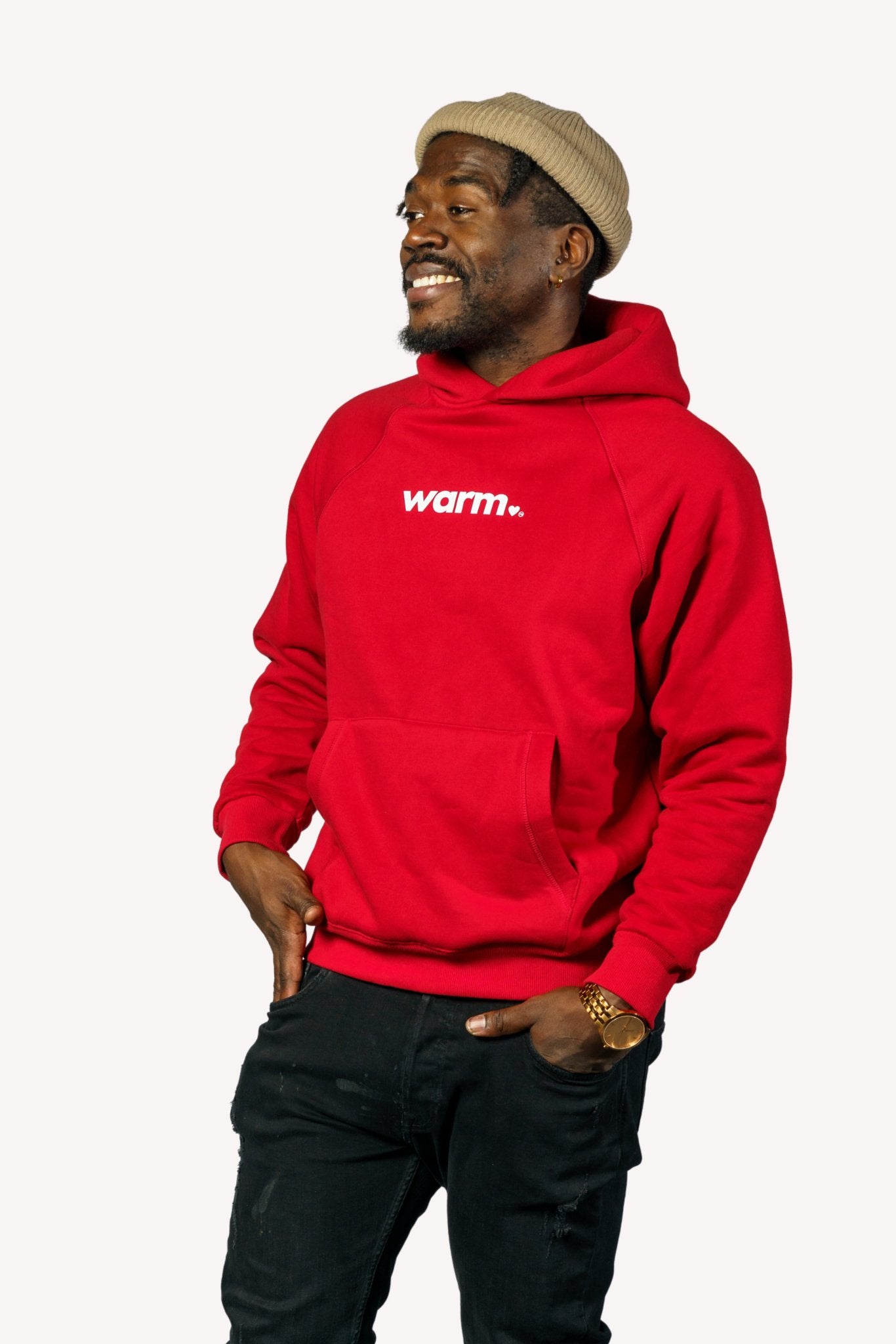 Premium Men's Polar Fleece Hoodie (Red)