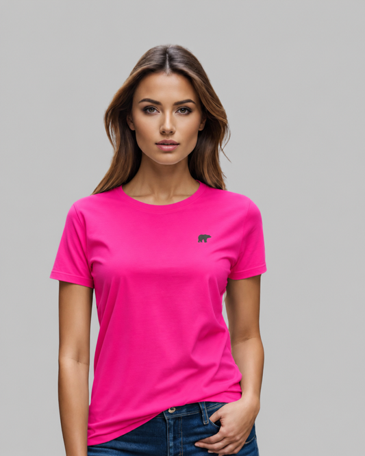 Women - Short Sleeve - Merino Wool - Silk Soft - Fuchsia