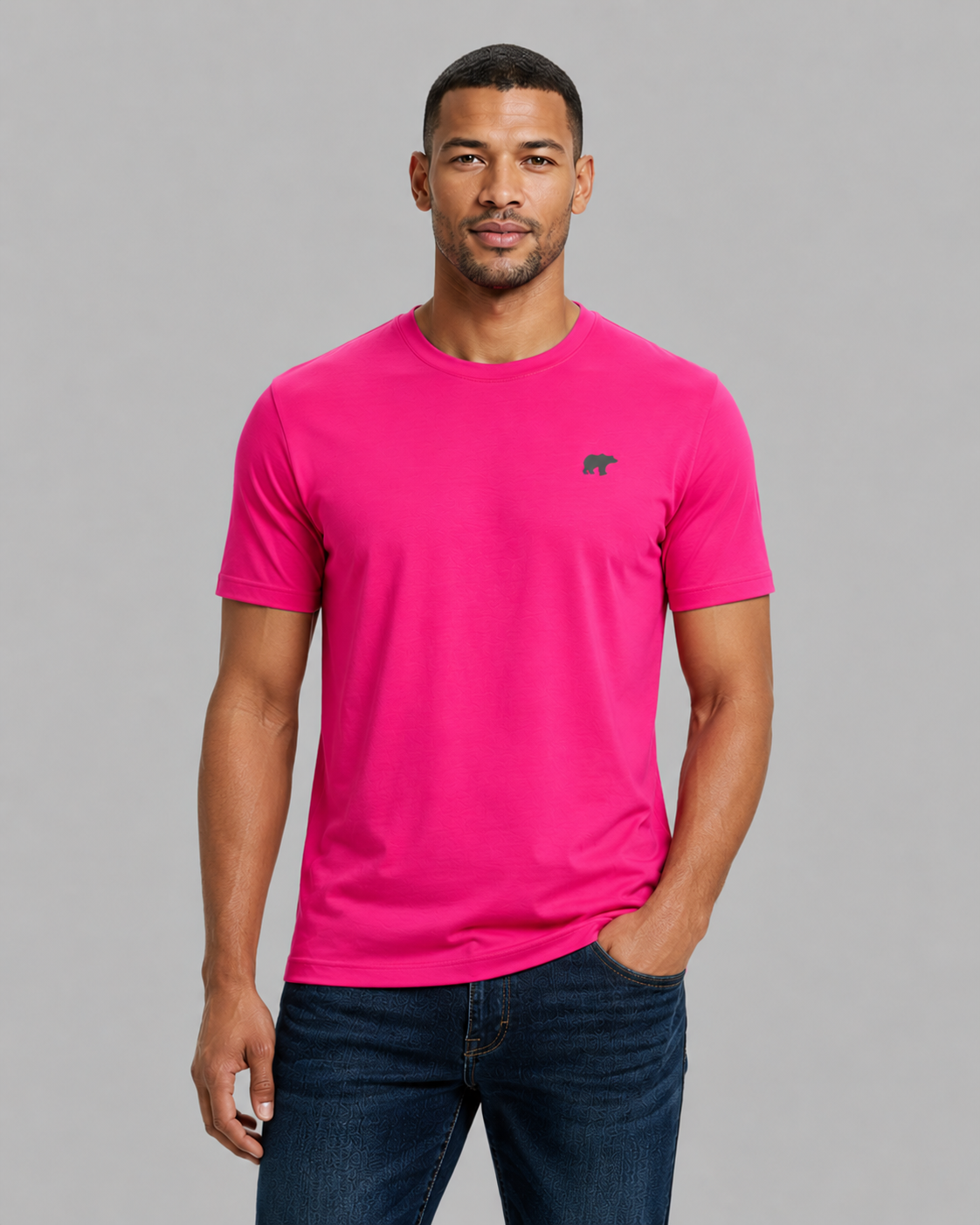 Men - Short Sleeve - Merino Wool - Silk Soft - Fuchsia