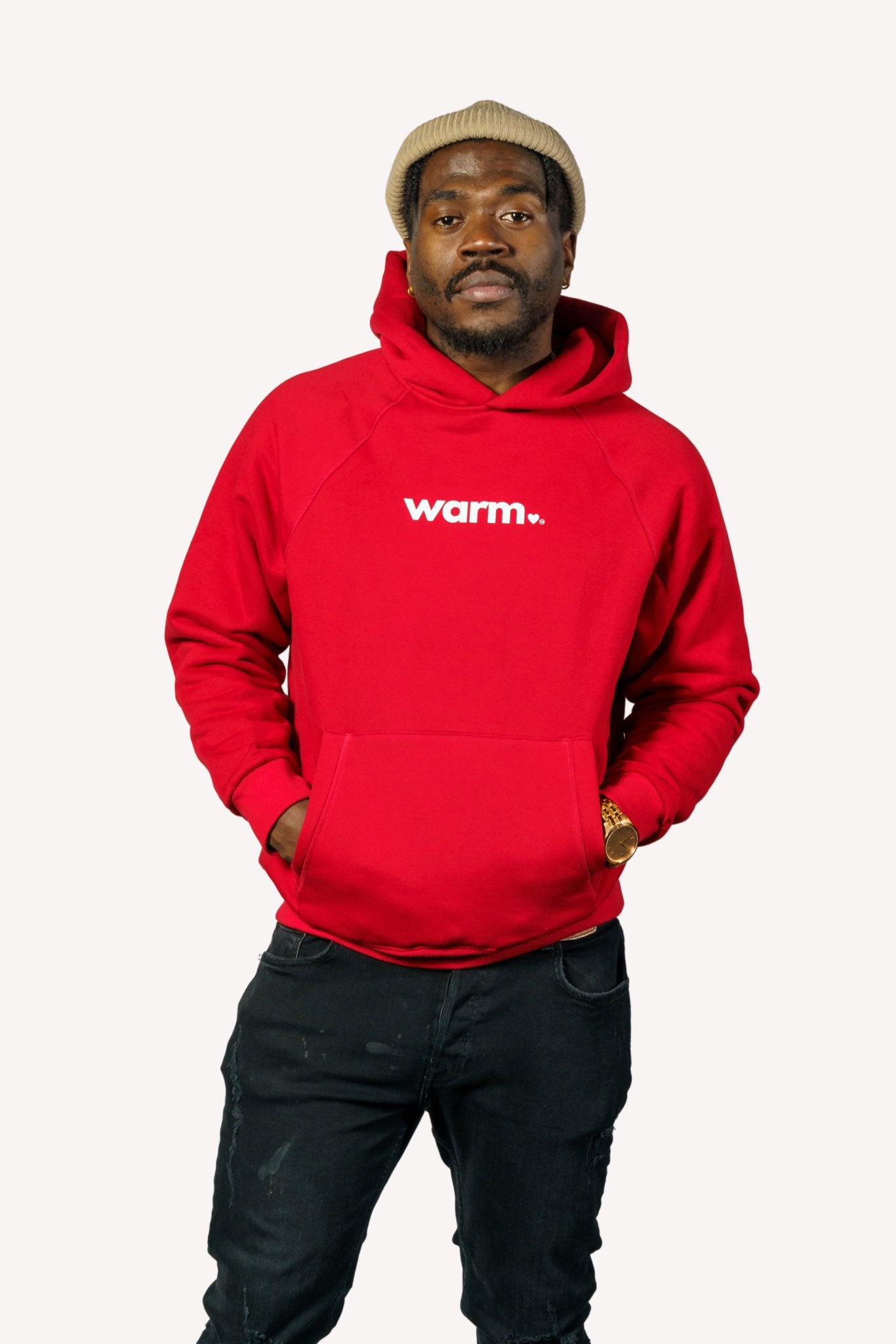 Premium Men's Polar Fleece Hoodie (Red)
